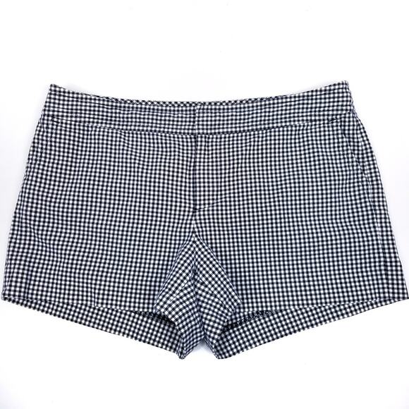 Banana Republic Factory Black White Gingham Check Flat Front Shorts Size 12 - Picture 1 of 6